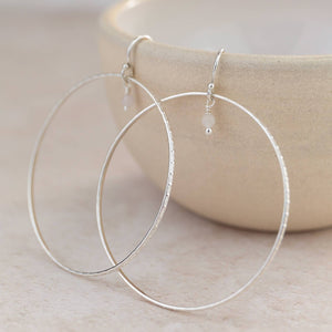 STERLING SILVER CELESTIAL ROSE QUARTZ HOOP EARRINGS