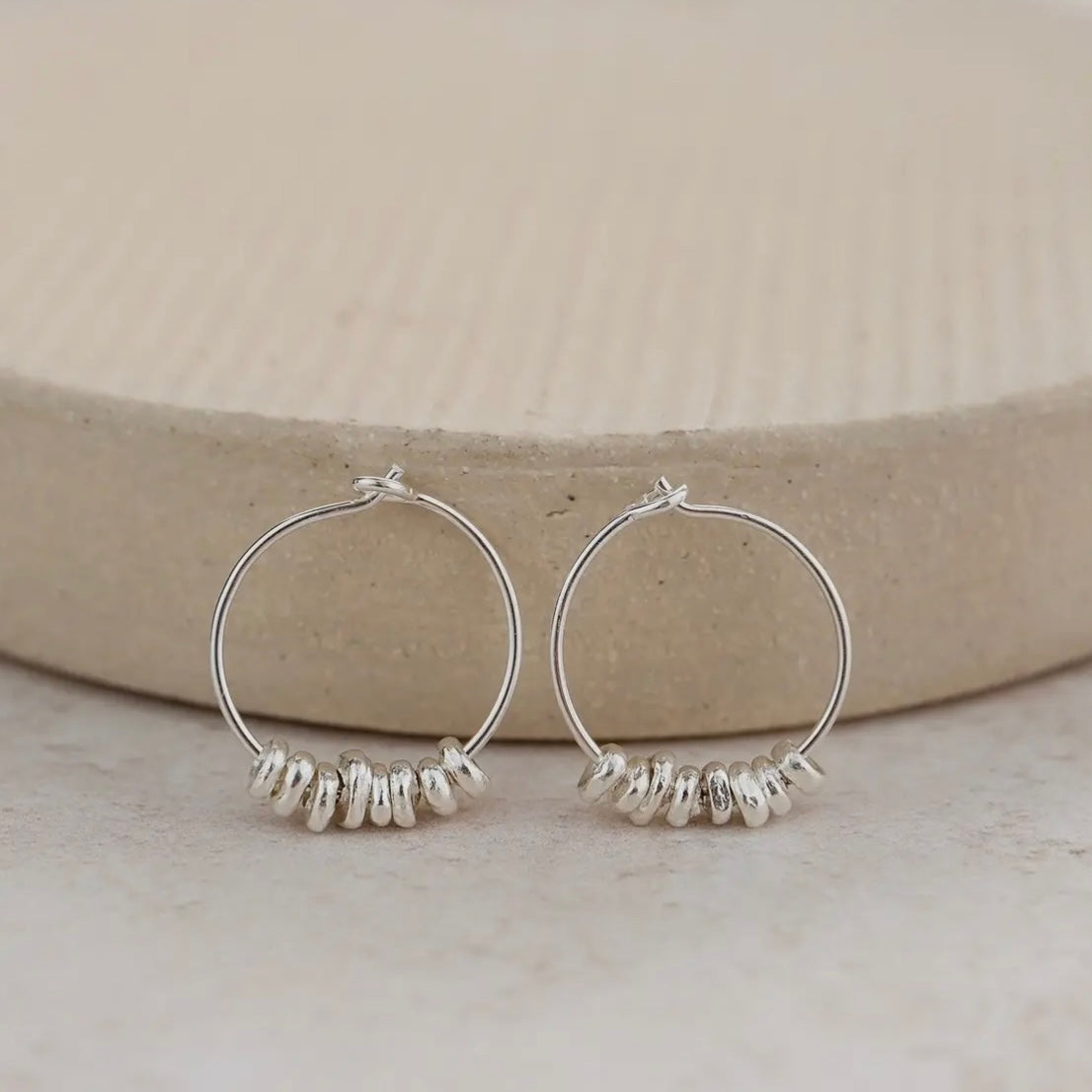 STERLING SILVER NUGGET HOOPS