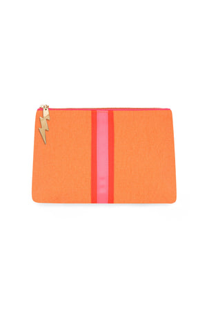 BRIGHT ORANGE LUCKY STRIPE CLUTCH