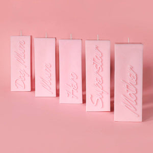 MUM PASTEL PINK 3 D SLOGAN PILLAR CANDLE