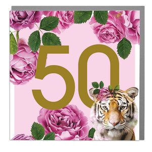 AGE 50 - TIGER GREETING CARD