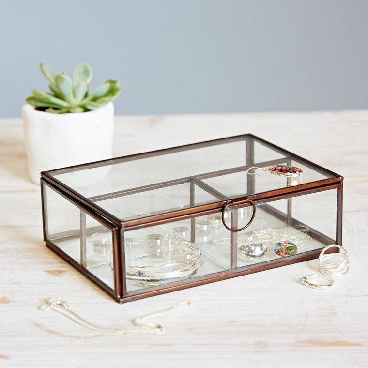 HANDMADE GLASS COMPARTMENT JEWELLERY BOX