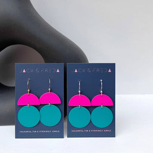 ORLA EARRINGS - HOT PINK AND TURQUOISE