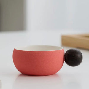 CERAMIC ESPRESSO COFFEE CUPS WITH WOODEN HANDLE -VARIOUS COLOURS