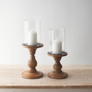 GLASS PILLAR CANDLE HOLDER, 35cm