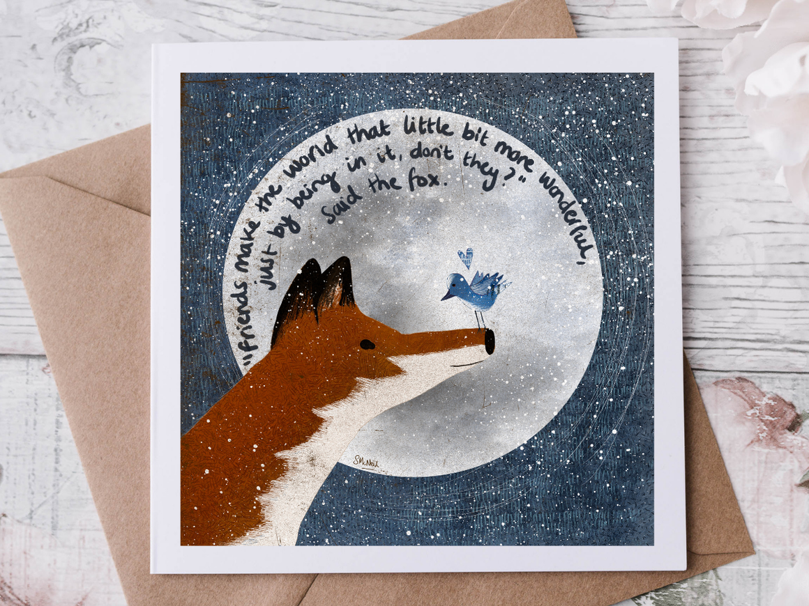 FRIENDS GREETING CARD BY FOX UNDER THE MOON