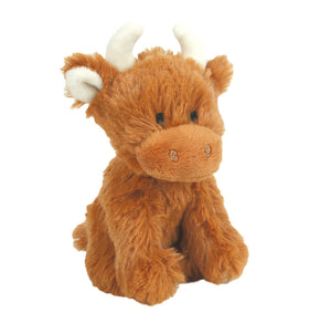 BROWN HIGHLAND COW PLUSH BABY SOFT MINI TOY - 11CM