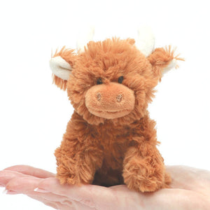 BROWN HIGHLAND COW PLUSH BABY SOFT MINI TOY - 11CM