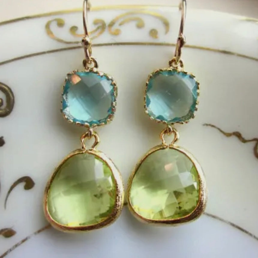 PERIDOT AND AQUAMARINE EARRINGS