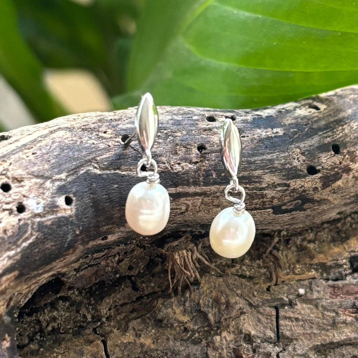 STERLING SILVER PEARL DROP EARRINGS