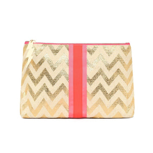 Gold Zig Zag Medium Clutch Bag