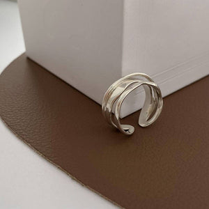 ADJUSTABLE LAYERED SILVER RING