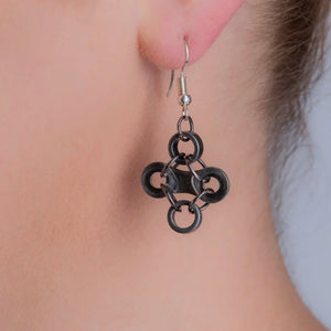 DIAMOND STAINLESS STEEL BIKE CHAIN EARRINGS