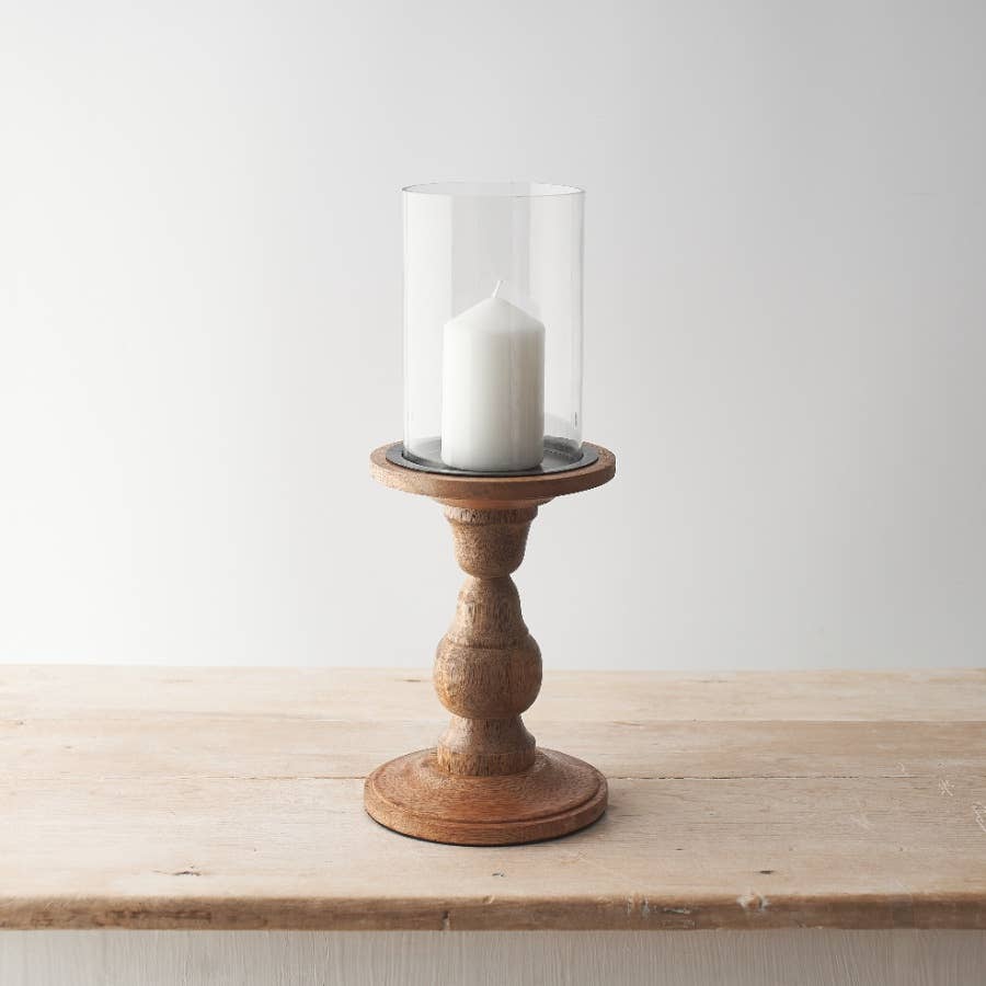 GLASS PILLAR CANDLE HOLDER, 35cm