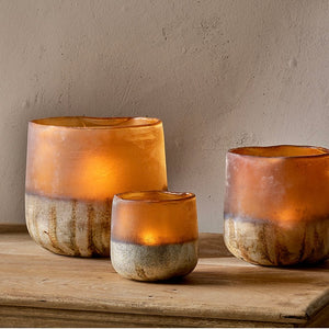 NGOLO AMBER TEA LIGHT HOLDER BY NKUKU - 2 SIZES