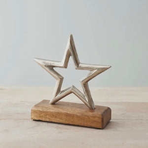 SILVER STAR ON WOODEN PLINTH