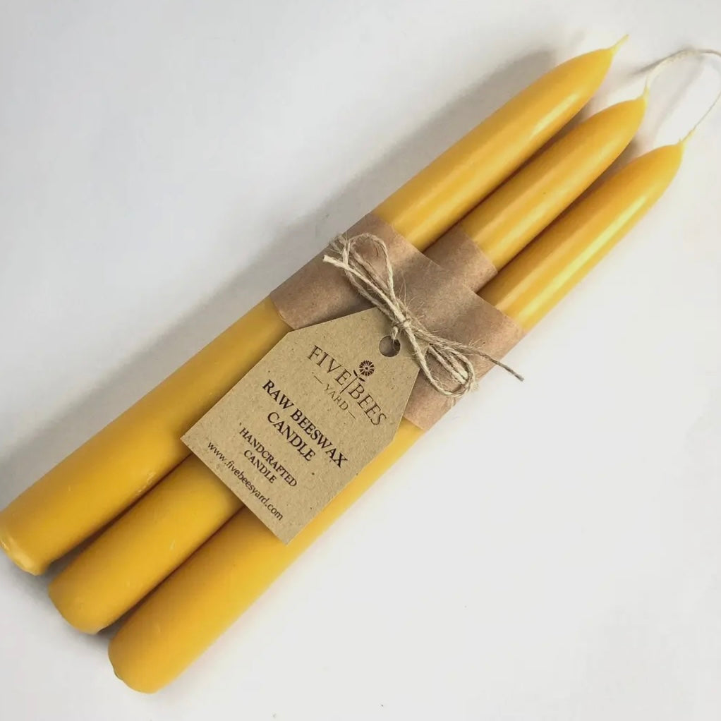 NATURAL BEESWAX TAPER CANDLES (SET OF 3)