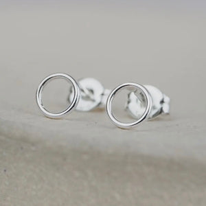 STERLING SILVER MINI GEO CIRCLE STUD EARRINGS