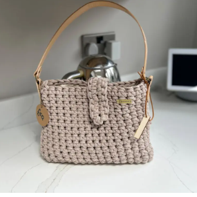 SOPHIE - TAUPE HAND CROCHETED BAG