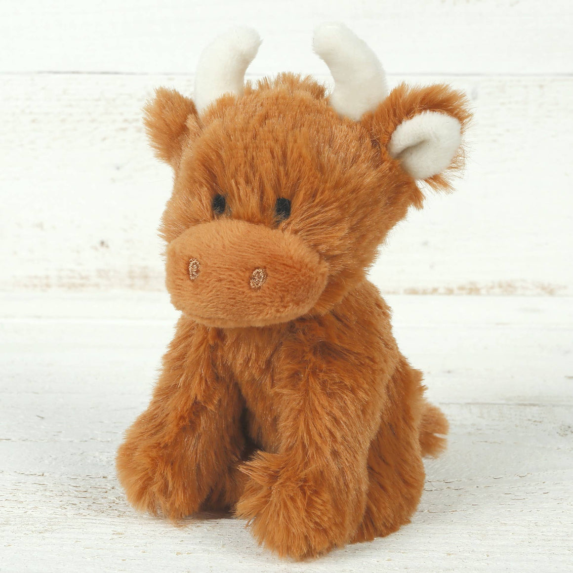 BROWN HIGHLAND COW PLUSH BABY SOFT MINI TOY - 11CM