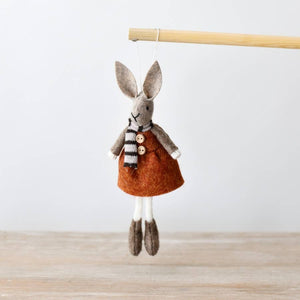 HANGING GIRL RABBIT IN DRESS - 15cm