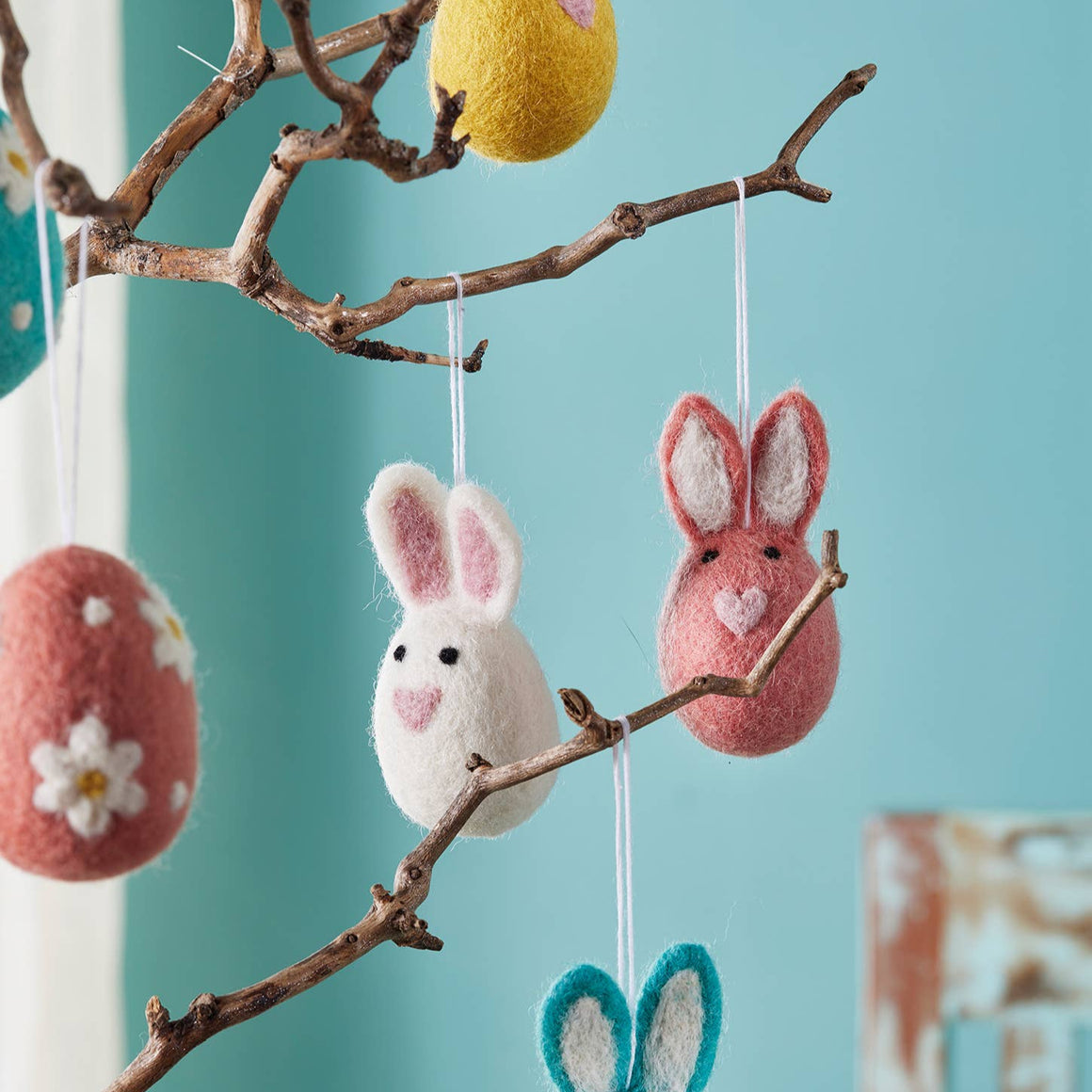 FELT RABBIT EGG DECORATION - BLUE