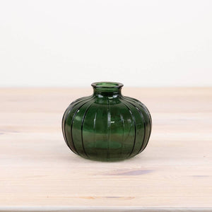 ROUND GREEN BOTTLE VASE - 10.8cm