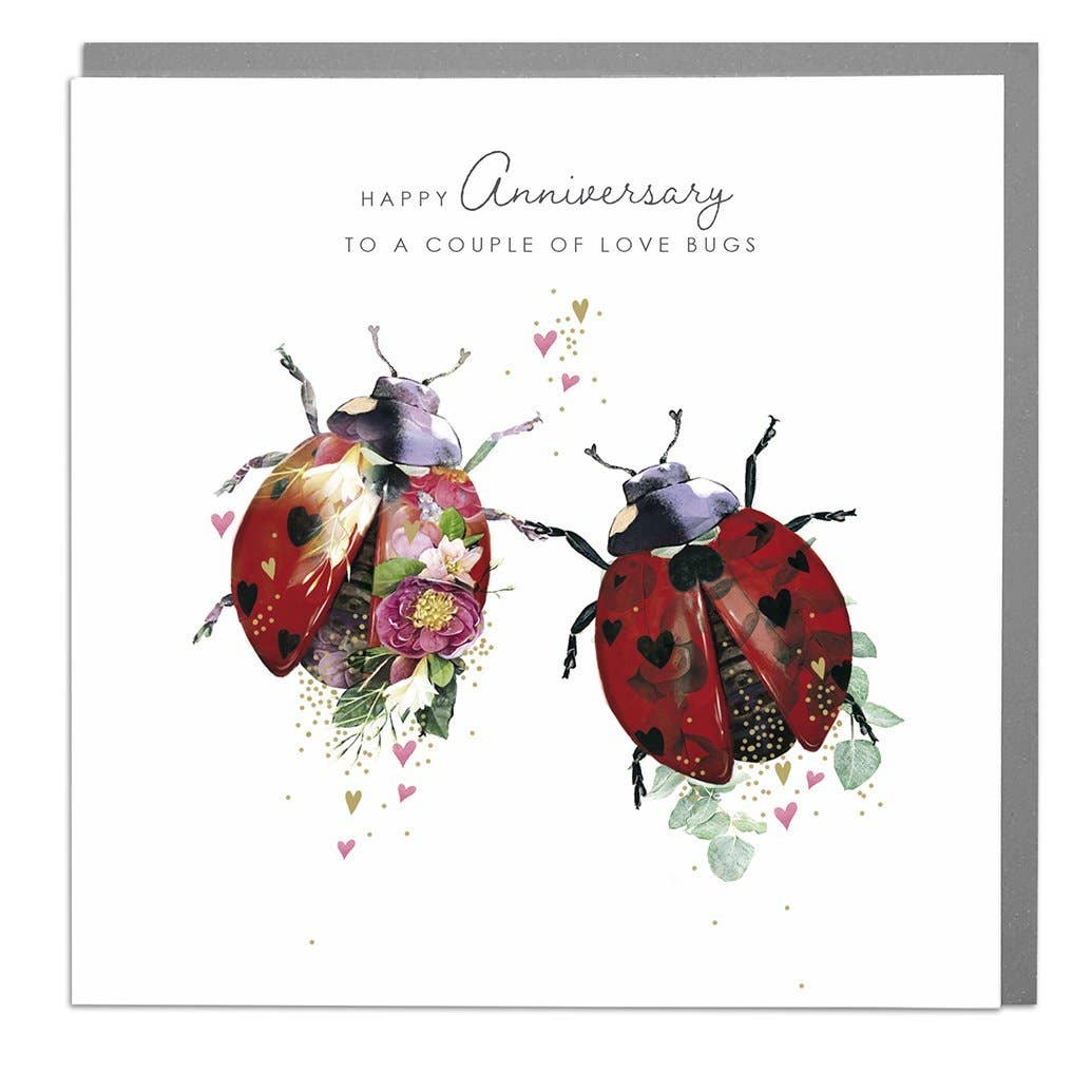 LADYBIRDS TO A COUPLE OF LOVE BUGS ANNIVERSARY CARD