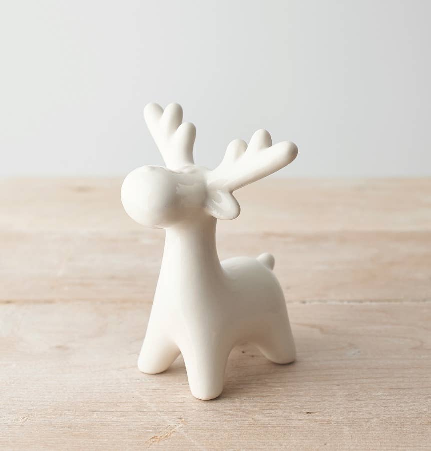 WHITE CERAMIC REINDEER