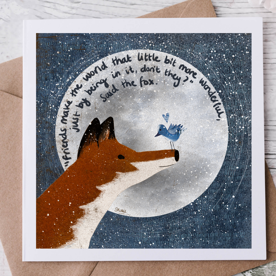 FRIENDS GREETING CARD BY FOX UNDER THE MOON