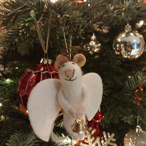 HANDMADE FELT ANGELICA MOUSE CHRISTMAS TREE DECORATION