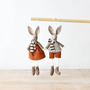 HANGING GIRL RABBIT IN DRESS - 15cm