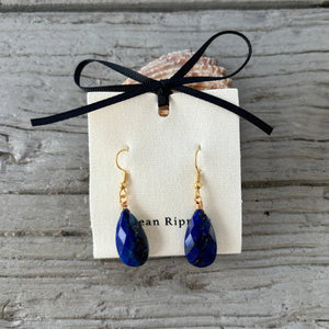 18ct GOLD PLATED LAPIS LAZULI DROP EARRING