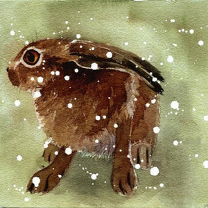 LEVERET, SNOW GREETINGS CARD