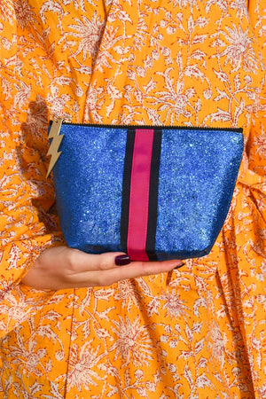 SMALL BRIGHT BLUE GLITTER BAG