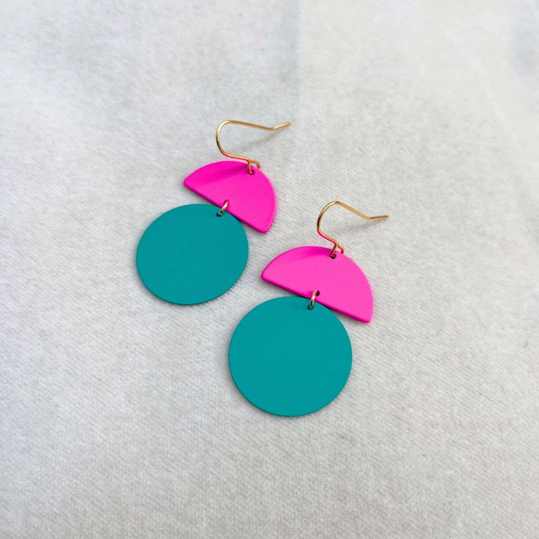 ORLA EARRINGS - HOT PINK AND TURQUOISE