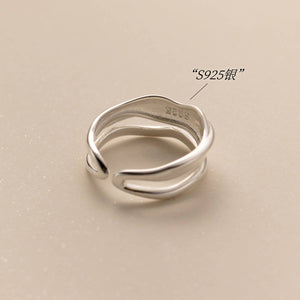 ADJUSTABLE LAYERED SILVER RING