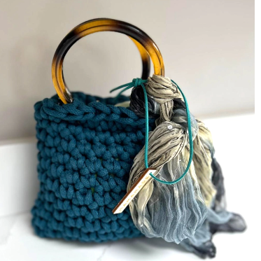 AUDREY TEAL CROCHETED BAG